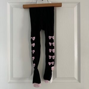 🖤 Gymboree Girls Tights – 4T–5T (Black with Pink Bows)